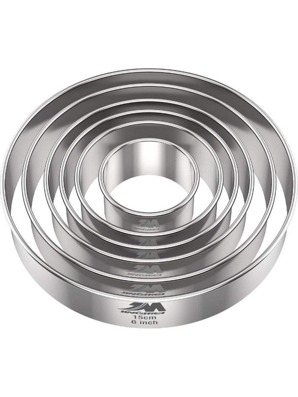 6-Piece Stainless Steel Cookie Cutter Set - Round Biscuit Molds 2-6 Inches